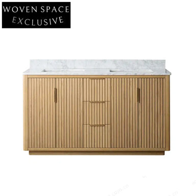 Premium Double Sink Solid Wood Bathroom Vanity Set with Carrara Marble Top