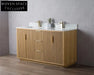 Premium Double Sink Solid Wood Bathroom Vanity Set with Carrara Marble Top