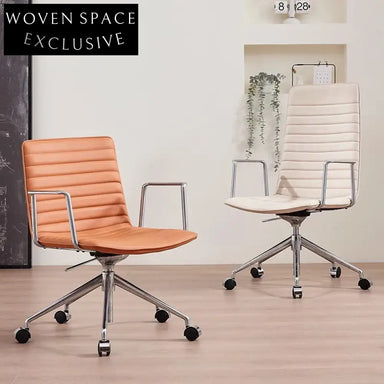 Premium Ergonomic Leather Office Chair with Adjustable Swivel Metal Base