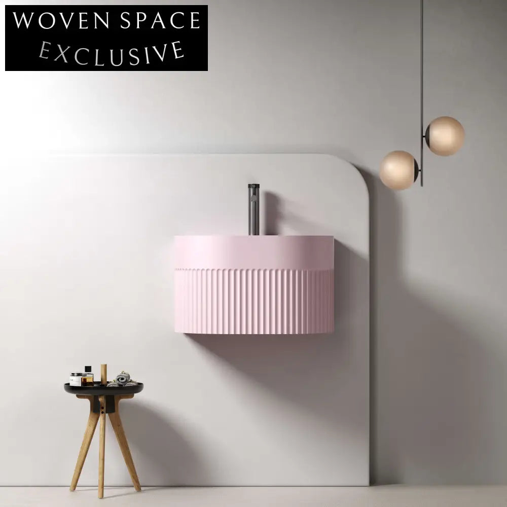 Premium Fluted Wall Mounted Artificial Stone Bathroom Basin - Modern Design