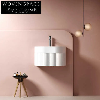 Premium Fluted Wall Mounted Artificial Stone Bathroom Basin - Modern Design