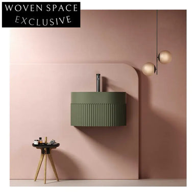 Premium Fluted Wall Mounted Artificial Stone Bathroom Basin - Modern Design