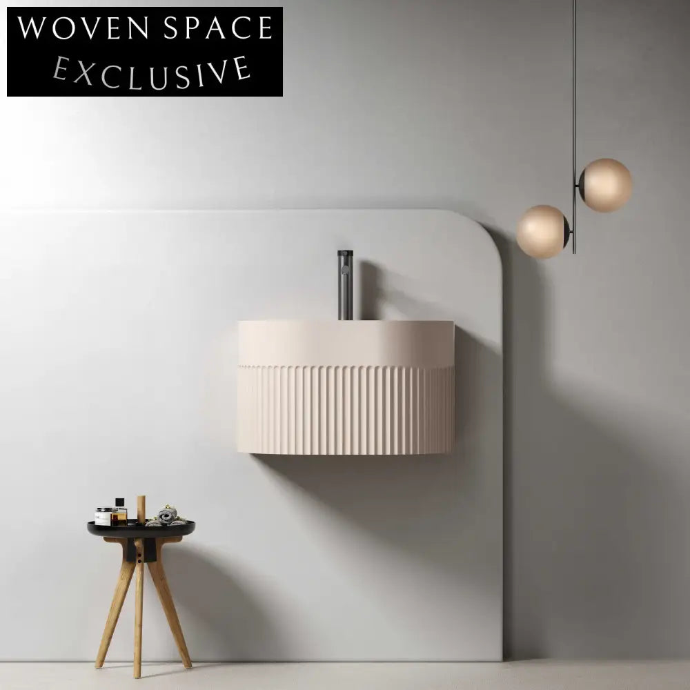 Premium Fluted Wall Mounted Artificial Stone Bathroom Basin - Modern Design