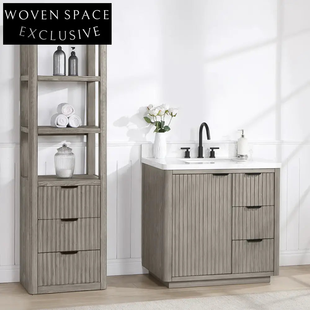 Premium Freestanding Solid Wood Bathroom Vanity with Cultured Marble Top