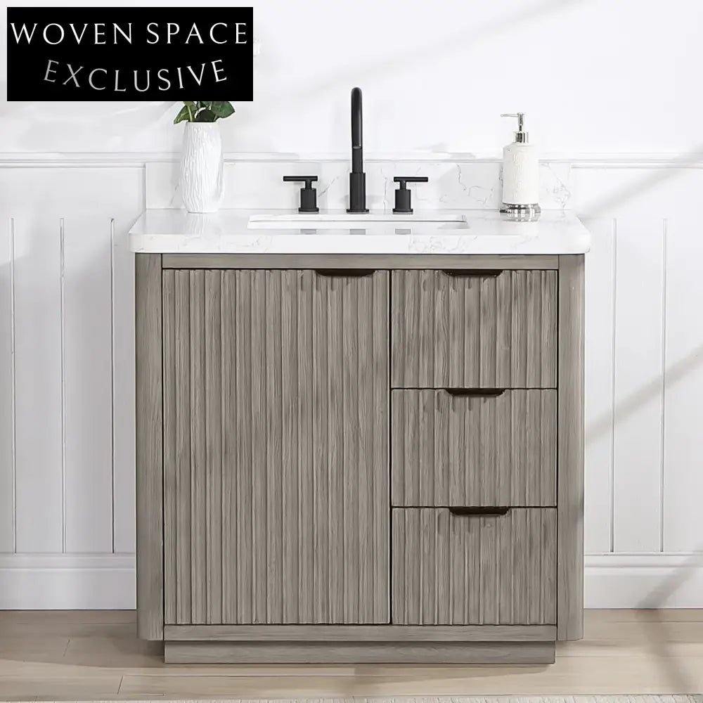 Premium Freestanding Solid Wood Bathroom Vanity with Cultured Marble Top