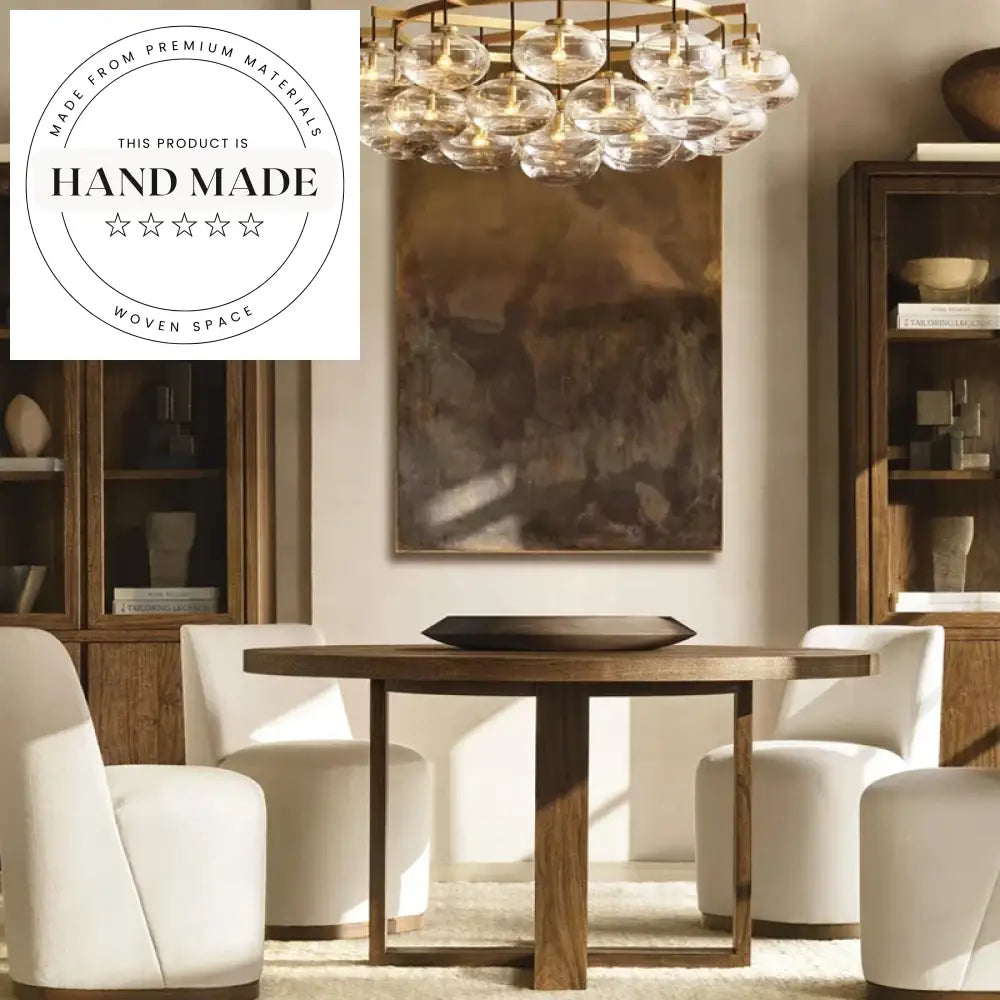 Premium French Contemporary Natural Oak 6 Seater Round Dining Table