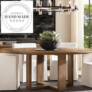Premium French Contemporary Natural Oak 6 Seater Round Dining Table