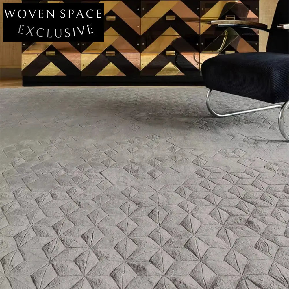 Premium Handmade Gray Abstract Area Rug for Modern Living Spaces