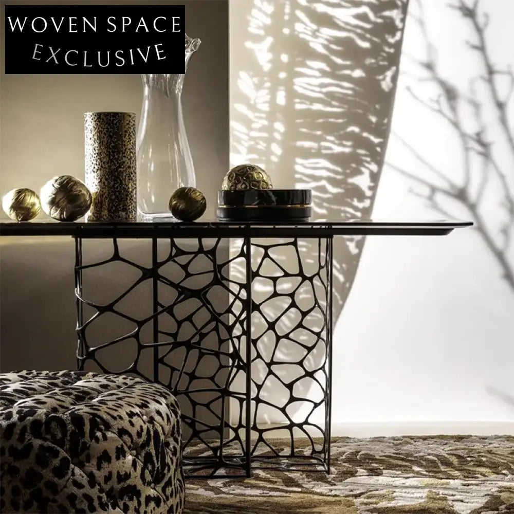 Premium Italian Marble Console Table with Gold Stainless Steel Modern Design