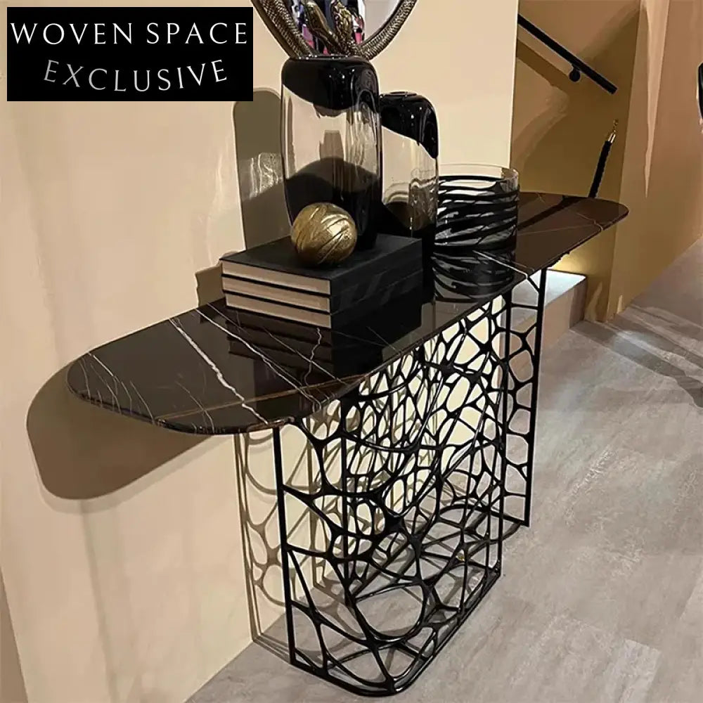 Premium Italian Marble Console Table with Gold Stainless Steel Modern Design