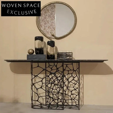Premium Italian Marble Console Table with Gold Stainless Steel Modern Design
