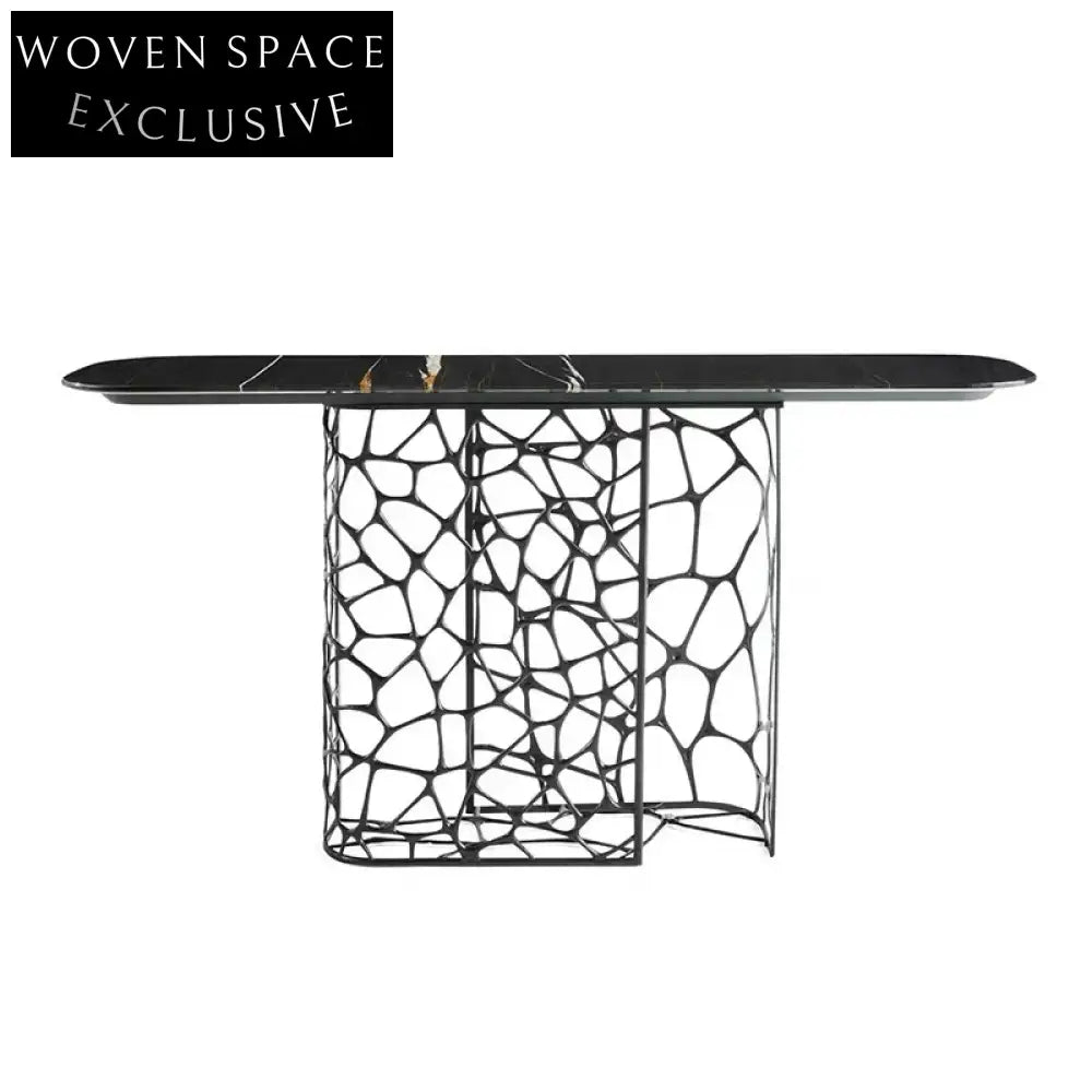 Premium Italian Marble Console Table with Gold Stainless Steel Modern Design