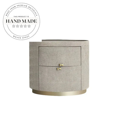 Premium Italian Style Leather Marble Top Two Drawer Bedside Table