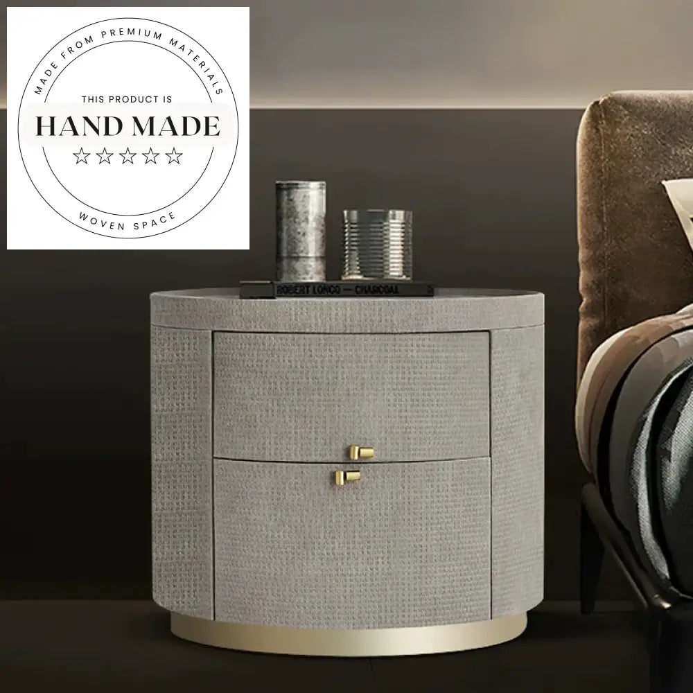Premium Italian Style Leather Marble Top Two Drawer Bedside Table
