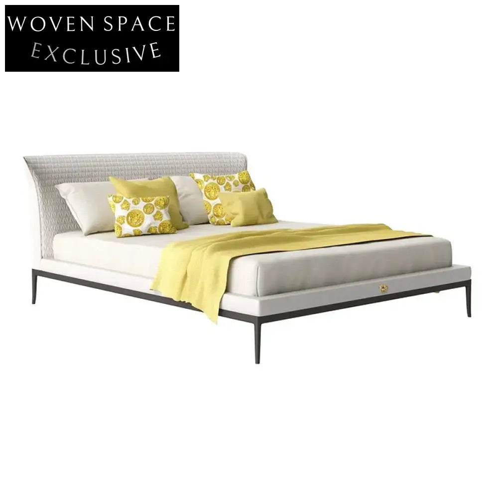 Premium Italy Leather Upholstered Bed Frame with High Headboard Minimalist Design