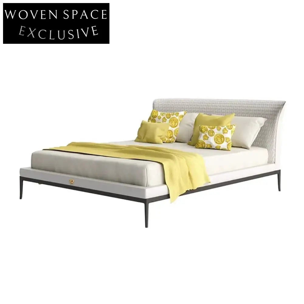 Premium Italy Leather Upholstered Bed Frame with High Headboard Minimalist Design