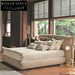 Premium Leather King Size Bed with Solid Wood Frame and Modern Metal Legs