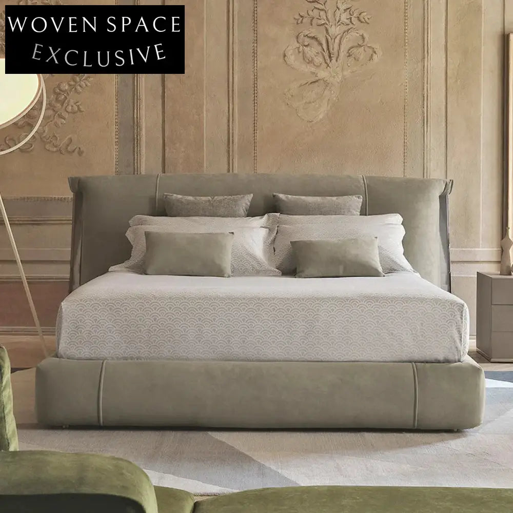 Premium Leather King Size Bed with Solid Wood Frame and Modern Metal Legs