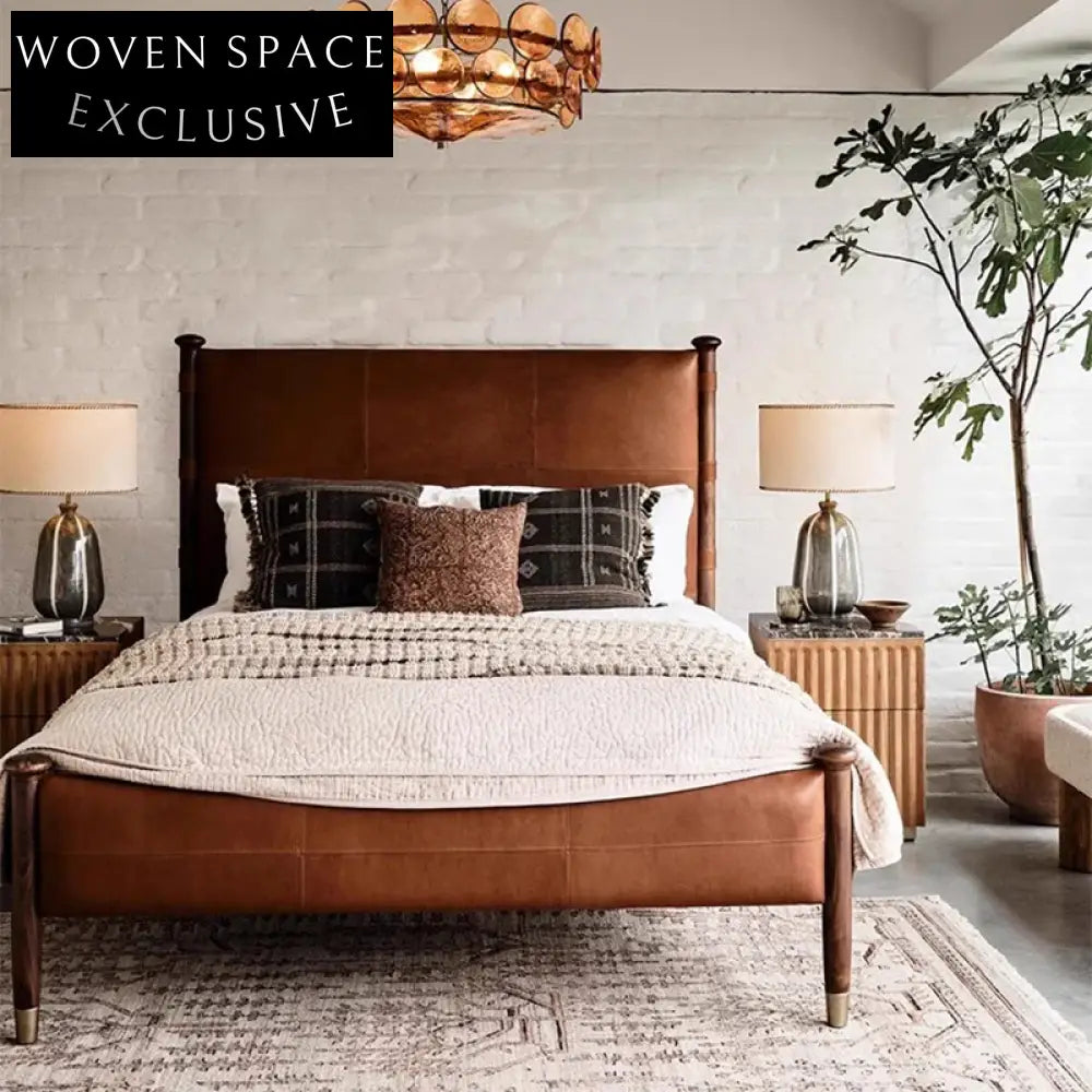 Premium Leather Soft Bed Frame, High Headboard, Modern King Queen Sized