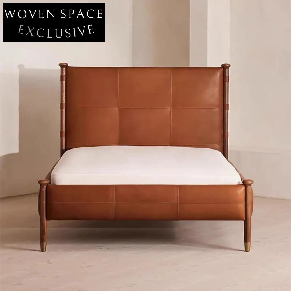 Premium Leather Soft Bed Frame, High Headboard, Modern King Queen Sized