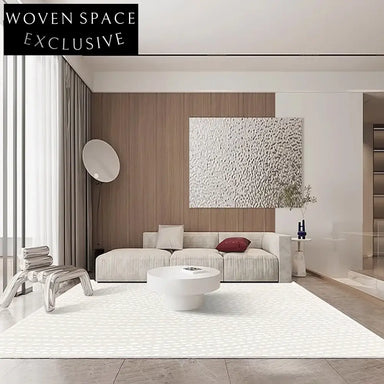 Premium Modern Cream Hand-Tufted Living Room Area Rug - Customizable Soft Polyester Carpet