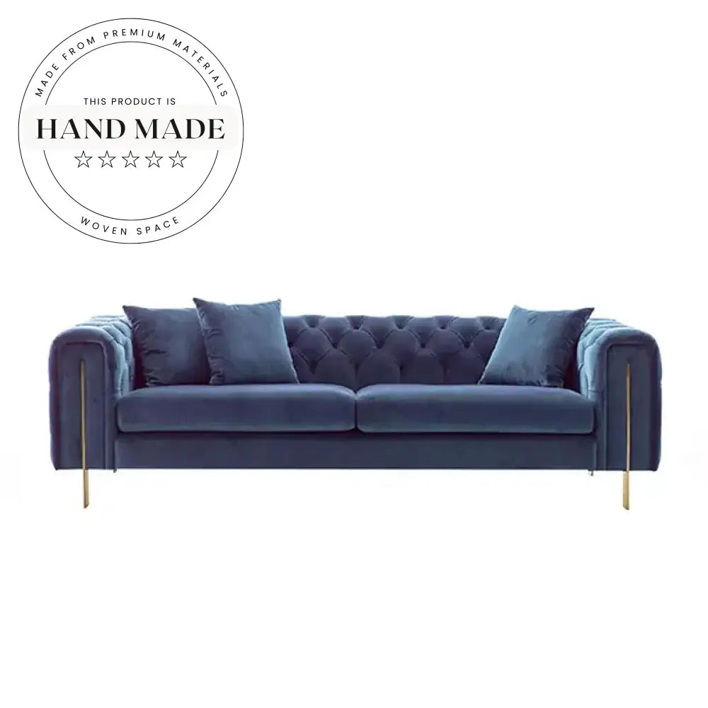 Premium Modern White Velvet Sectional with Elegant Polished Metal Legs Sofa