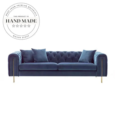 Premium Modern White Velvet Sectional with Elegant Polished Metal Legs Sofa