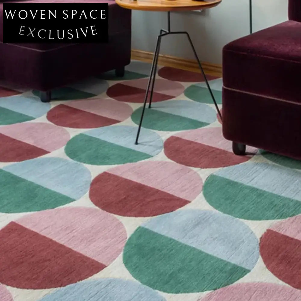 Premium Nordic Geometric Pattern Area Rug, Retro Style Handcrafted Polyester Carpet for Home Decor