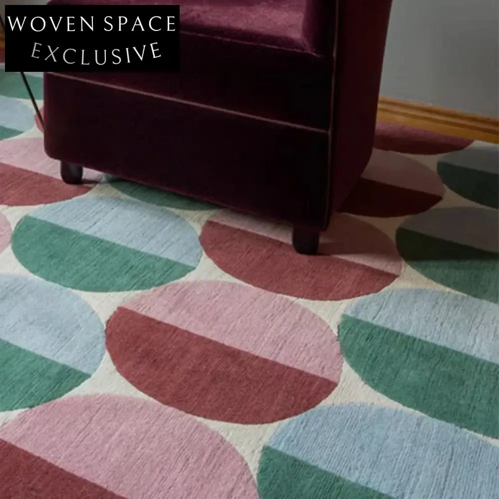 Premium Nordic Geometric Pattern Area Rug, Retro Style Handcrafted Polyester Carpet for Home Decor