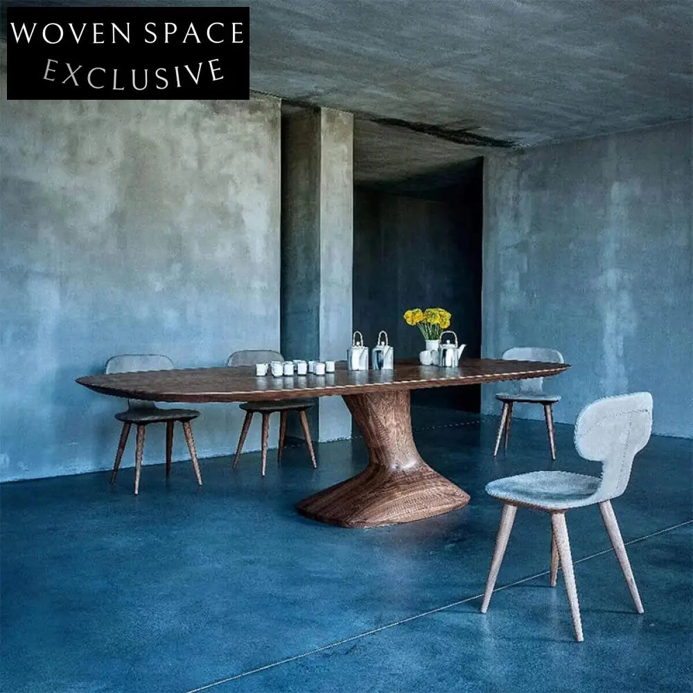 Premium North American Oval Black Walnut Solid Wood Dining Table for Kitchens