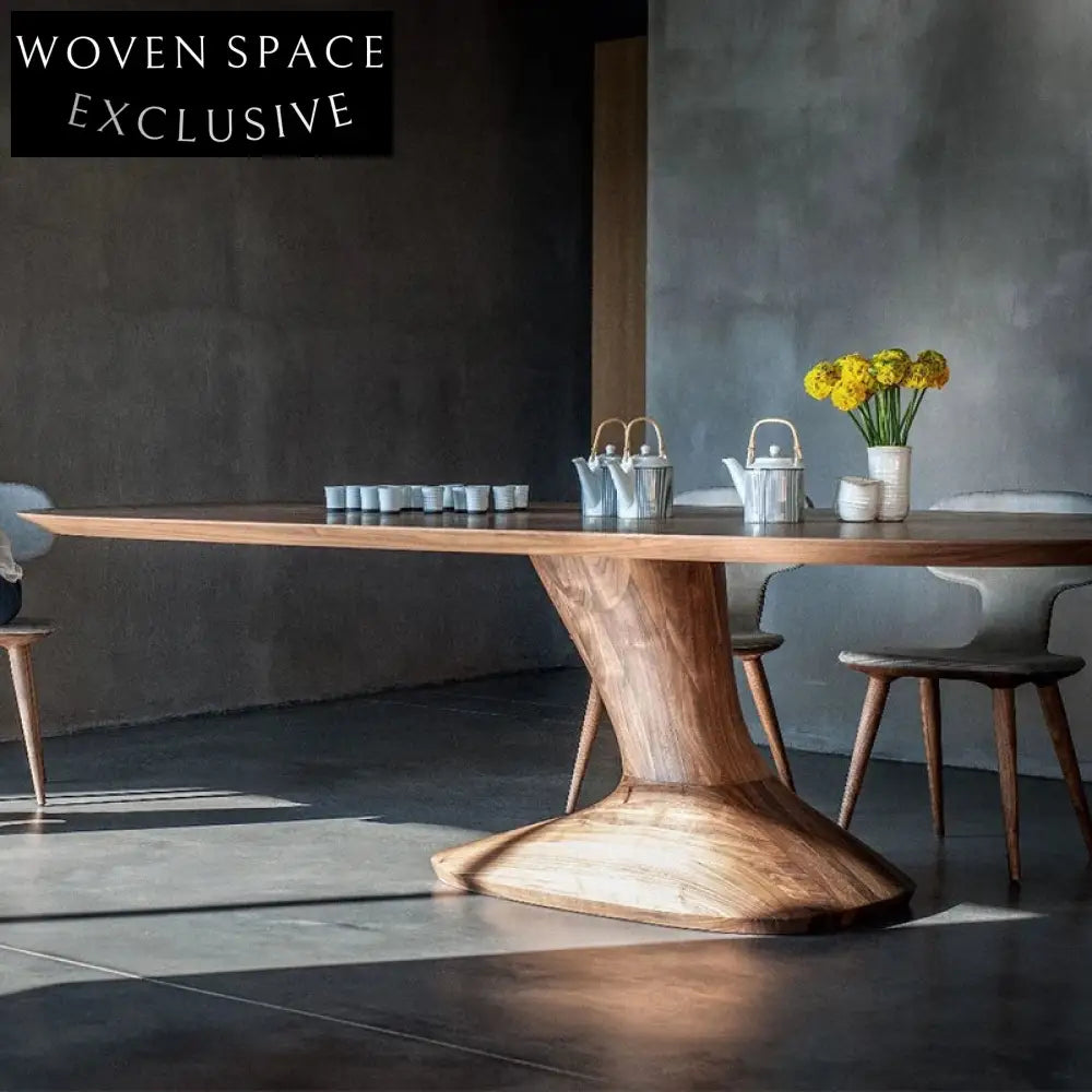 Premium North American Oval Black Walnut Solid Wood Dining Table for Kitchens