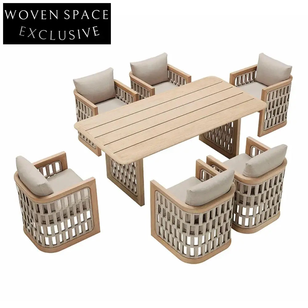 Premium Outdoor Teak Wood Dining Chair with Waterproof Fabric and Aluminum Frame