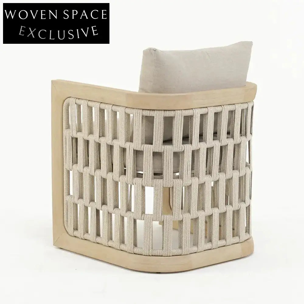 Premium Outdoor Teak Wood Dining Chair with Waterproof Fabric and Aluminum Frame