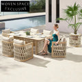 Premium Outdoor Teak Wood Dining Chair with Waterproof Fabric and Aluminum Frame