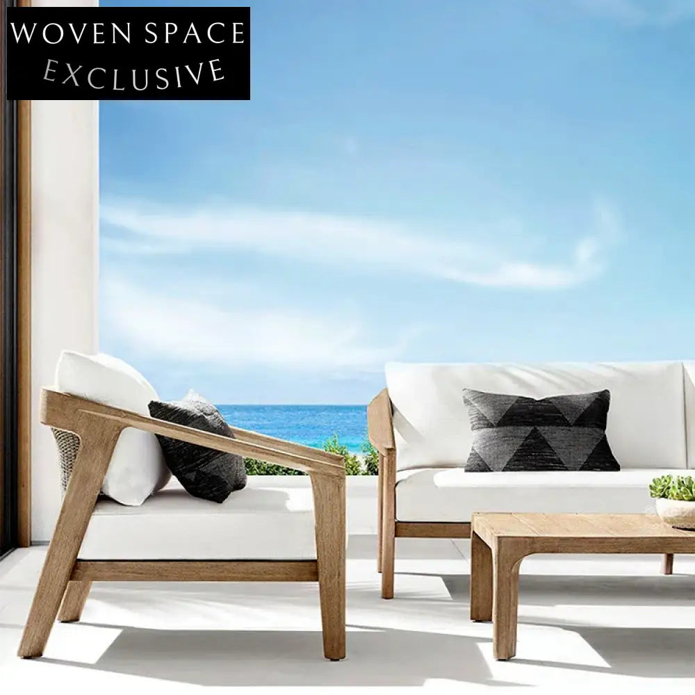 Premium Outdoor Teak Wood & Rattan All-Weather Patio Sofa Collection