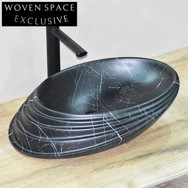 Premium Oval Ceramic Bathroom Vessel Sink, Modern Hand Wash Lavabo Basin