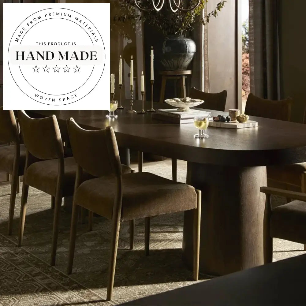 Premium Oval Solid Wood Retro Thick Top Meeting Dining Table