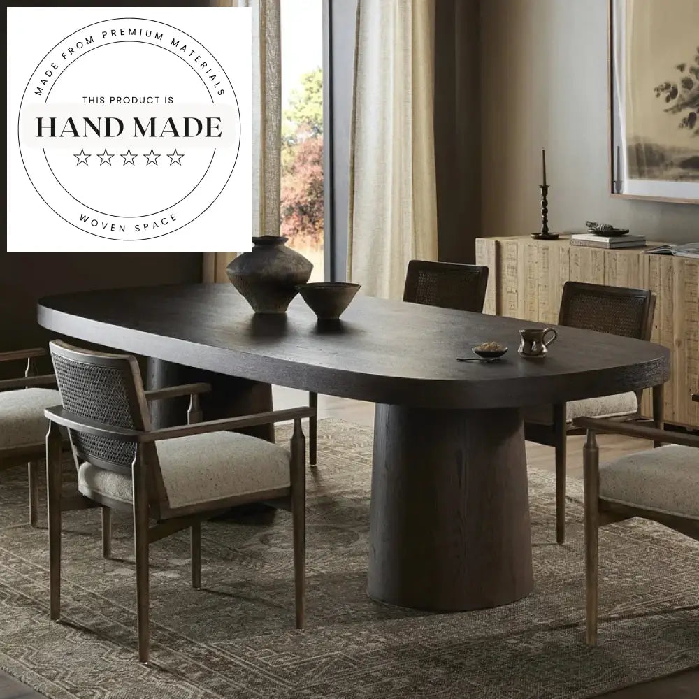 Premium Oval Solid Wood Retro Thick Top Meeting Dining Table