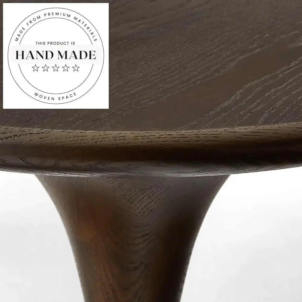 Premium Retro Brown Oak Wood Oval Living Room Coffee Table