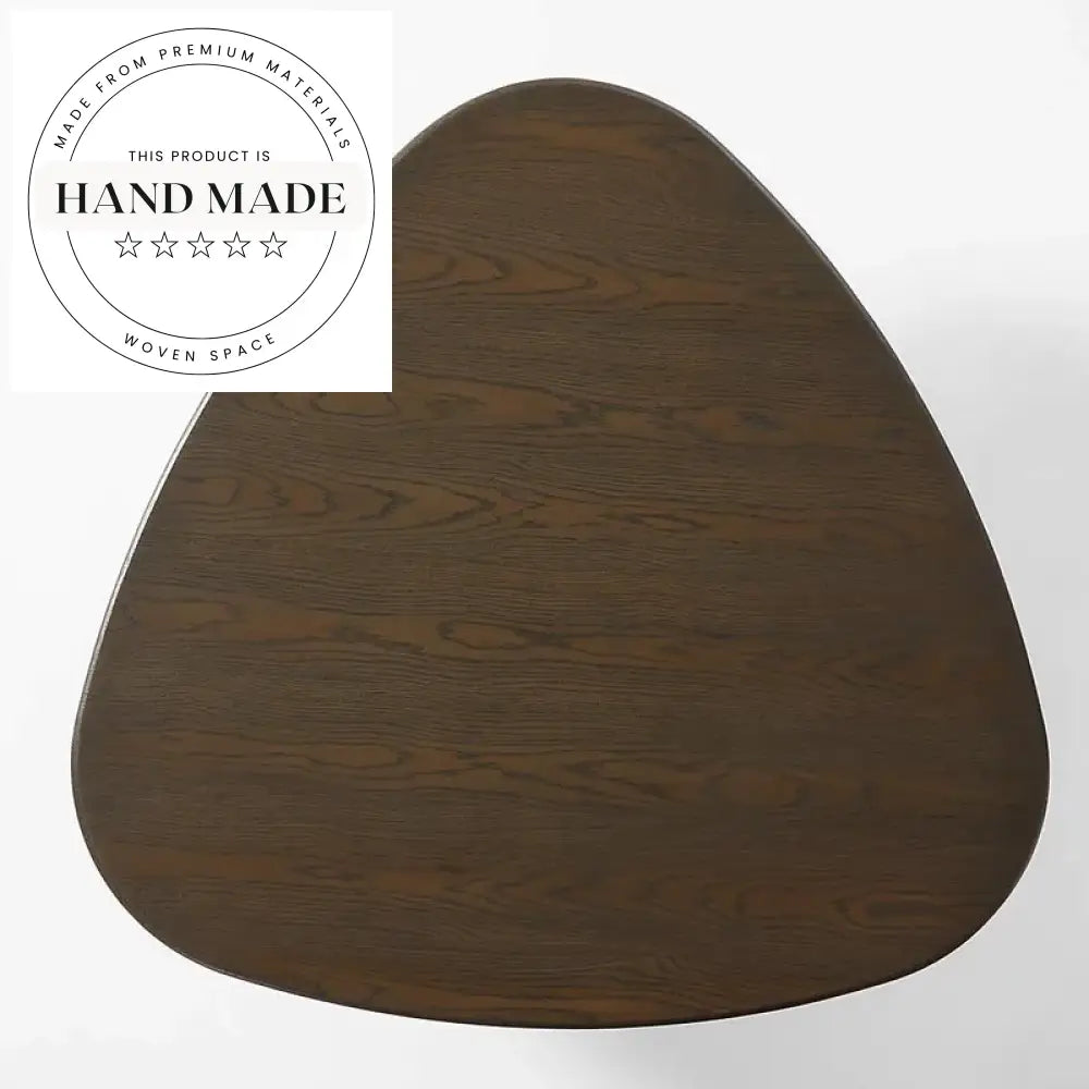 Premium Retro Brown Oak Wood Oval Living Room Coffee Table
