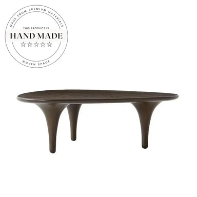 Premium Retro Brown Oak Wood Oval Living Room Coffee Table