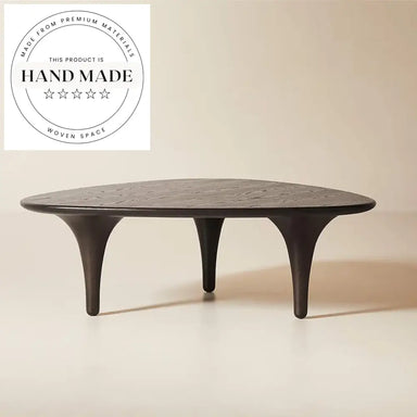 Premium Retro Brown Oak Wood Oval Living Room Coffee Table