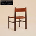 Premium Retro Solid Wood Saddle Leather Armrest Dining Chair Home Restaurant