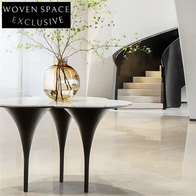 Premium Round Marble Top Dining Table with Modern Metal Base
