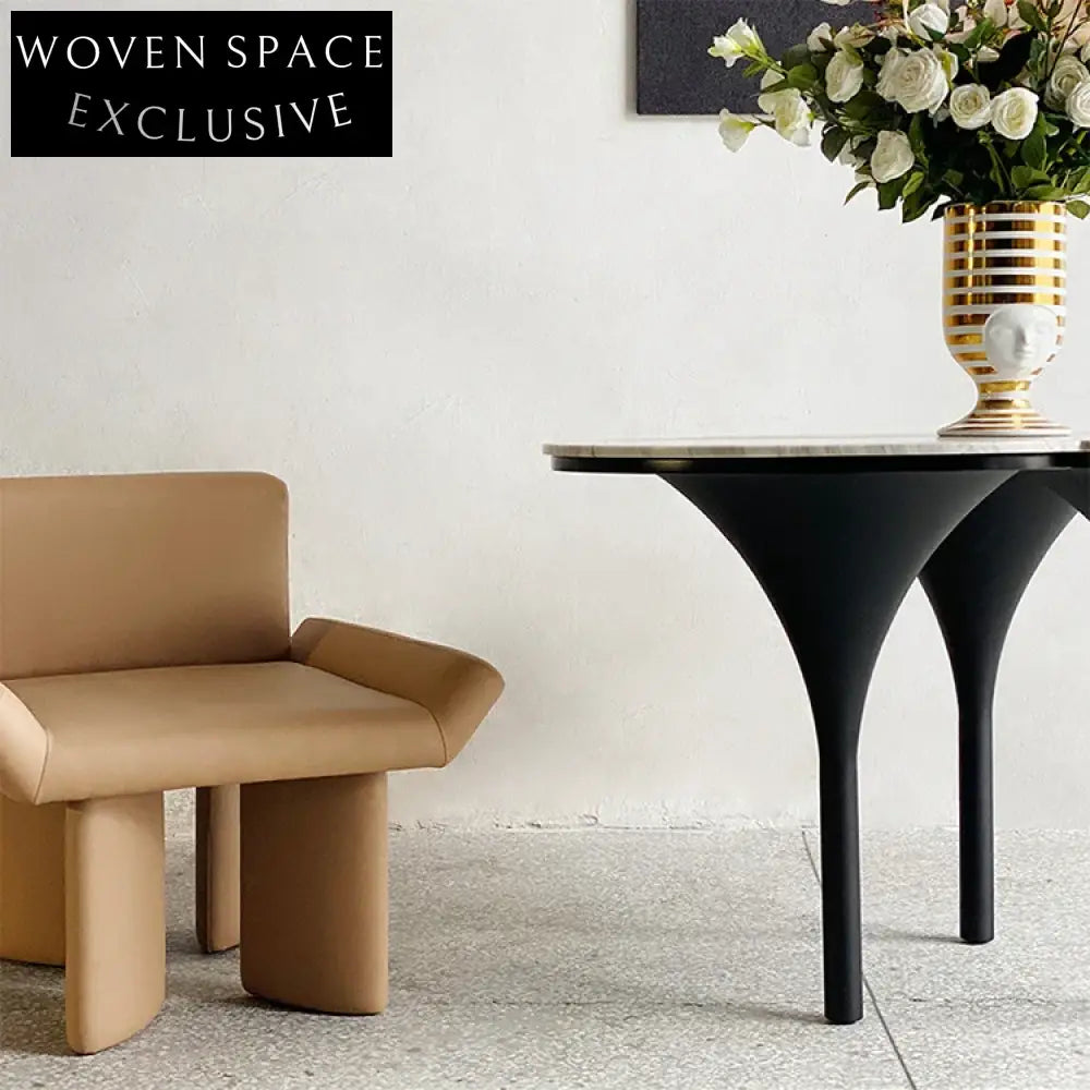 Premium Round Marble Top Dining Table with Modern Metal Base