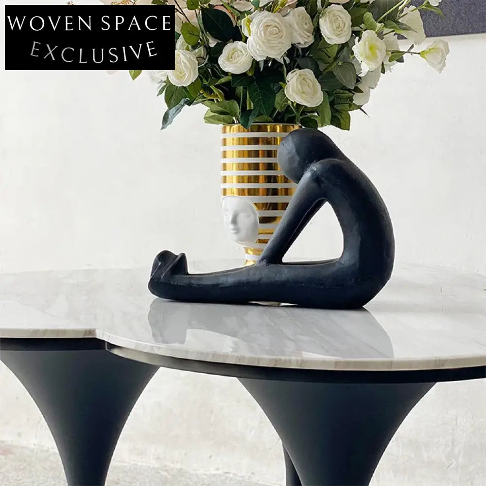 Premium Round Marble Top Dining Table with Modern Metal Base