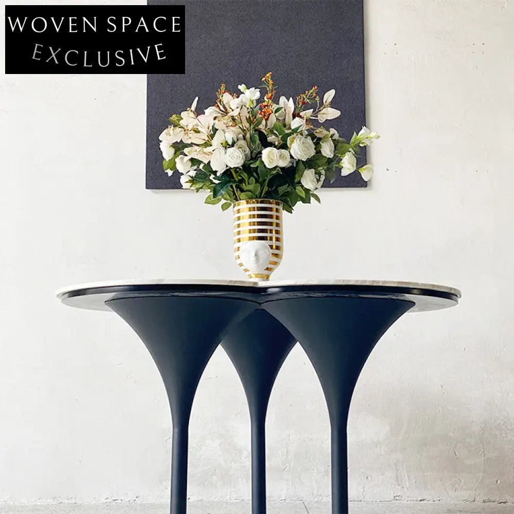 Premium Round Marble Top Dining Table with Modern Metal Base