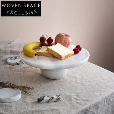 Premium Round White Marble Decorative Display Serving Tray for Elegant Home