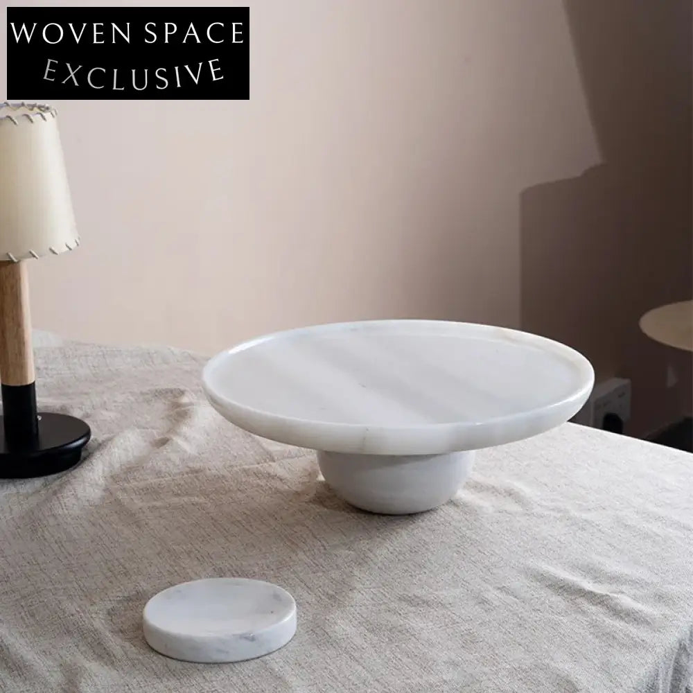 Premium Round White Marble Decorative Display Serving Tray for Elegant Home