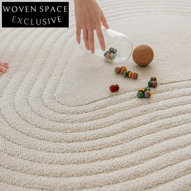 Premium Soft Irregular Cream-Colored Area Rug for Modern Living Room Decor